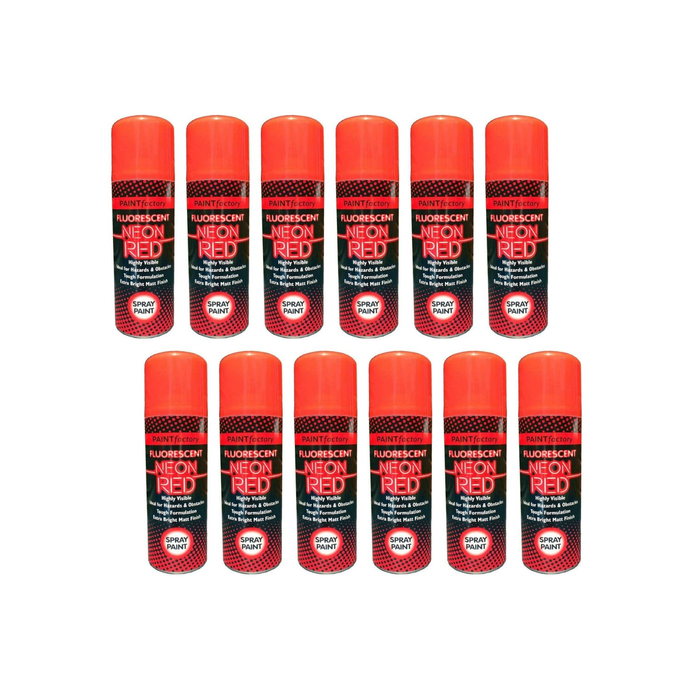Paint Factory Fluorescent Neon Red Spray Paint 200ml - Pack of 12