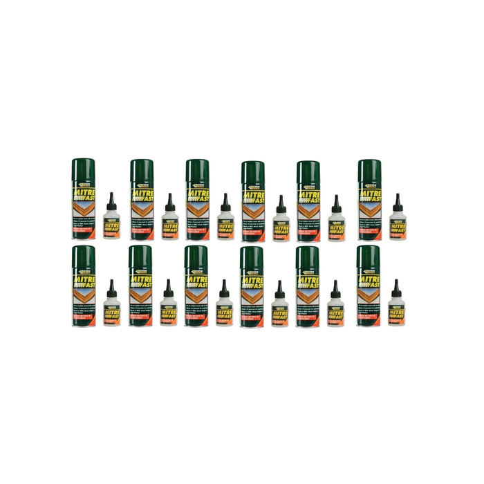 Everbuild Mitre Fast Instant Bonding Adhesive Kit 50 g Adhesive 200 ml Activator - Pack of 12