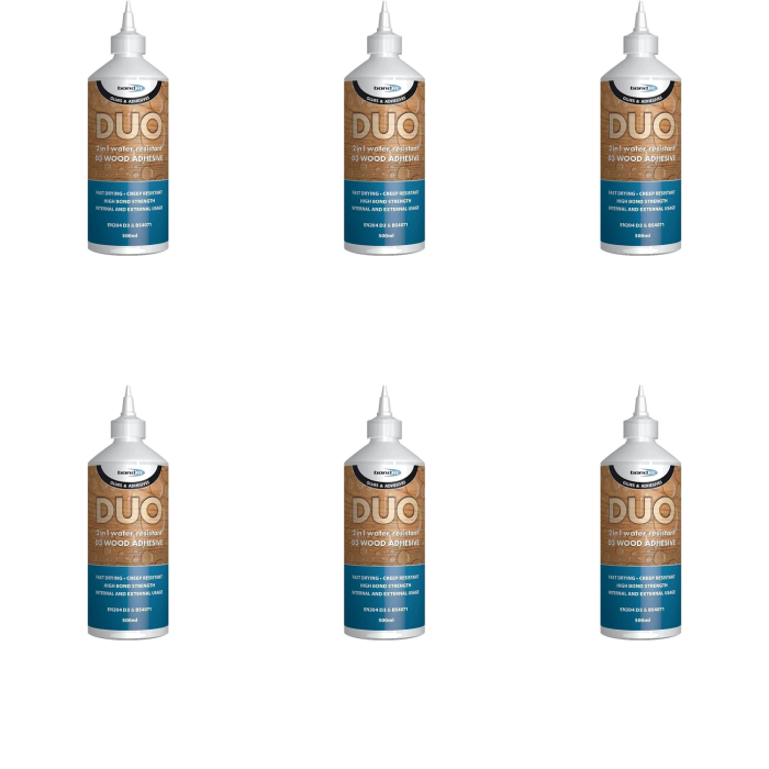 Bond It Glues & Adhesives Duo 2in1 Water Resistant D3 Wood Adhesive 500ml - Pack of 6