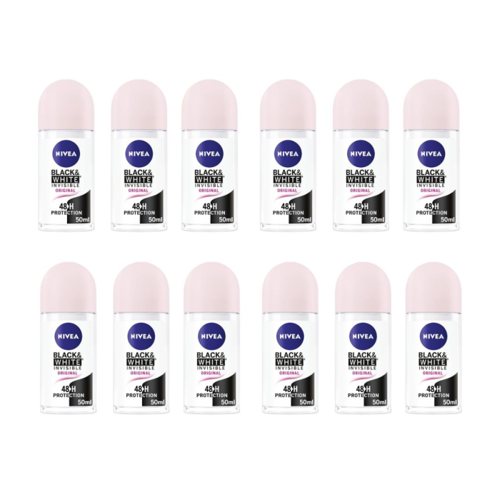 Nivea Roll On Black & White Clear 50ml - Pack of 12