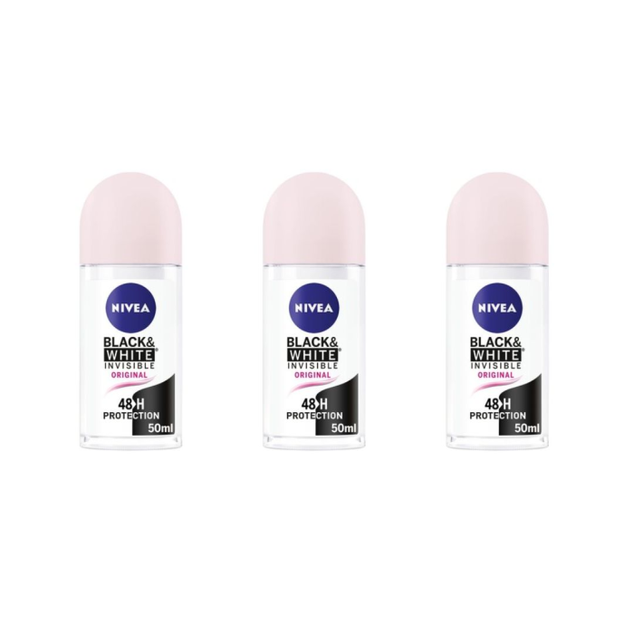 Nivea Roll On Black & White Clear 50ml - Pack of 3
