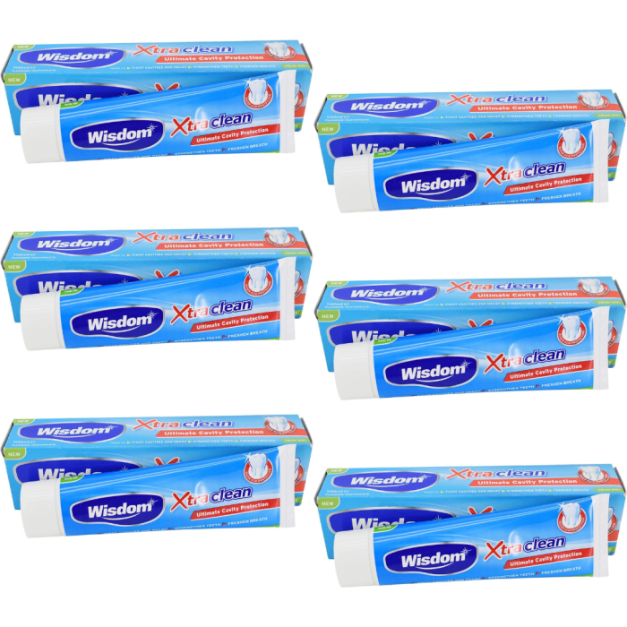 Wisdom Xtra Clean Fresh Mint Toothpaste 100ML - Pack of 6