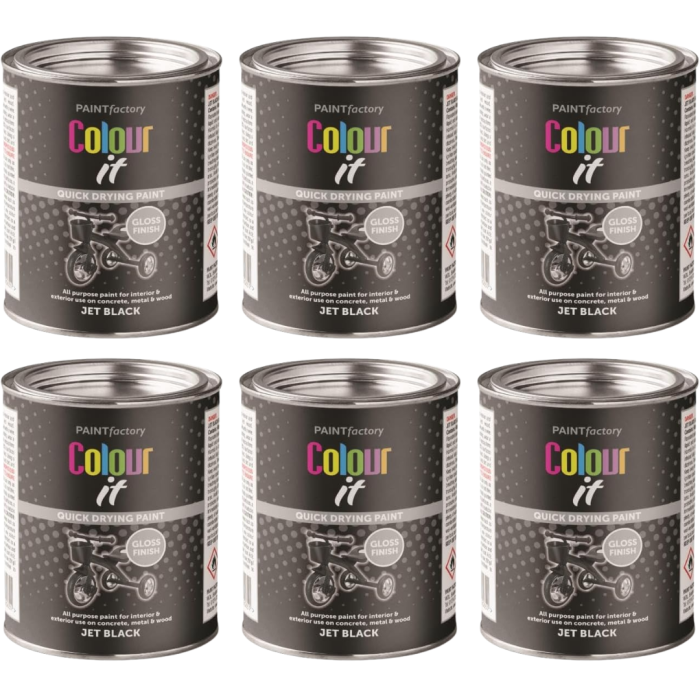 Paint Factory Colour IT Gloss Jet Black 300 ML - Pack of 6