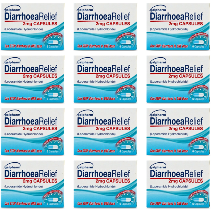 Galpharm Diarrhoea Relief 2mg Capsules 6 Count - Pack of 12