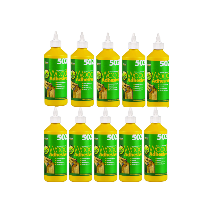 Everbuild 502 All Purpose Weatherproof Wood Adhesive Bottle 500ml - Pack of 10