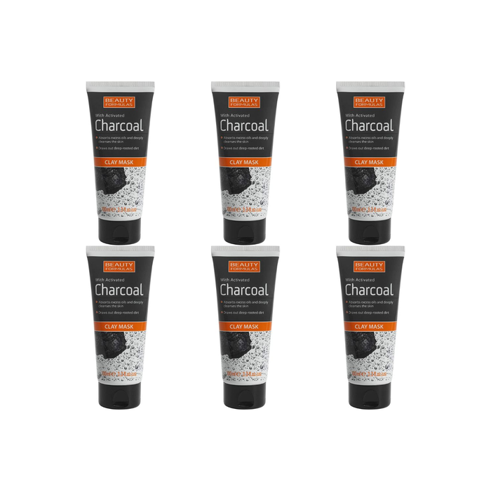 Beauty Formulas With Activated Charcoal Clay Mask 100ml - Pack of 6