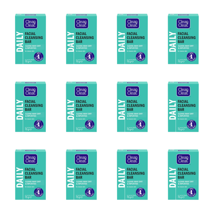 Clean & Clear Facial Cleansing Bar 75g - Pack of 12