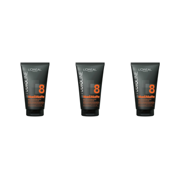 L'Oreal Paris Studio Line Mad Matte Shine Free Hold Fiber Cream 150ml - Pack of 3
