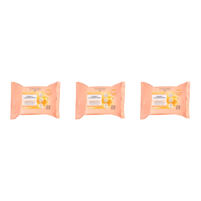 Sunkissed Skin Vitamin C Cleansing & Refreshing Wipes 25 Sheets - Pack of 3