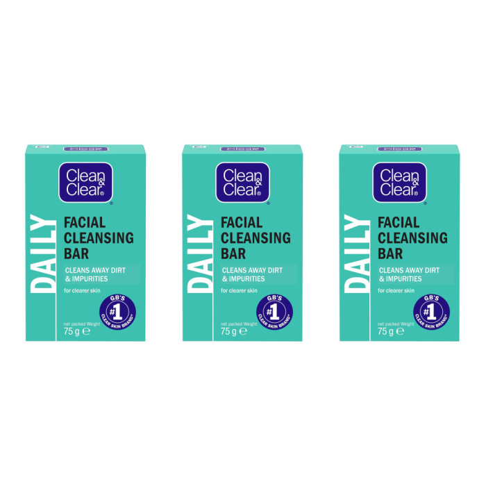 Clean & Clear Facial Cleansing Bar 75g - Pack of 3