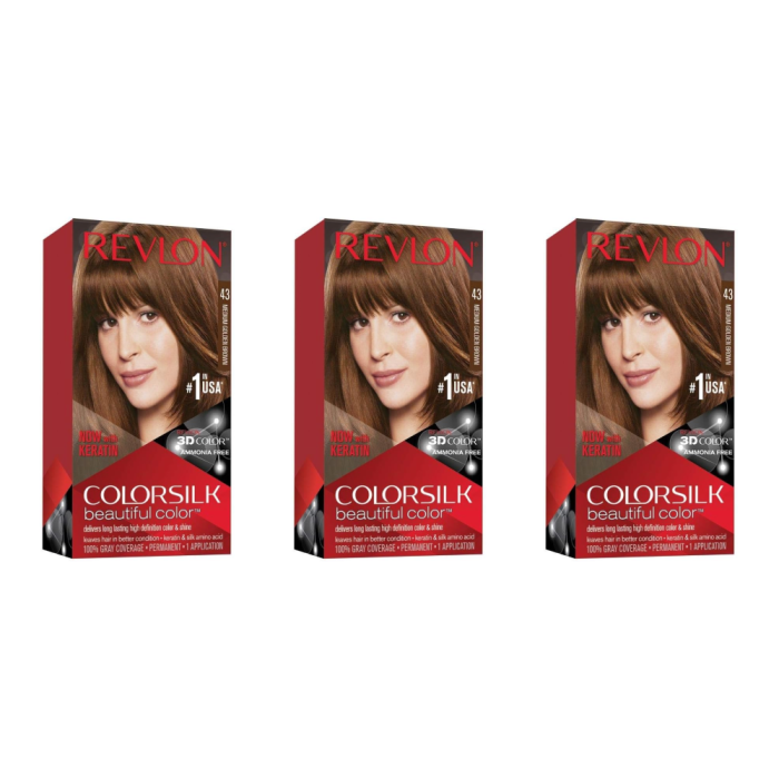 Revlon Colorsilk Beautiful Color Medium Golden Brown 43 - Pack of 3