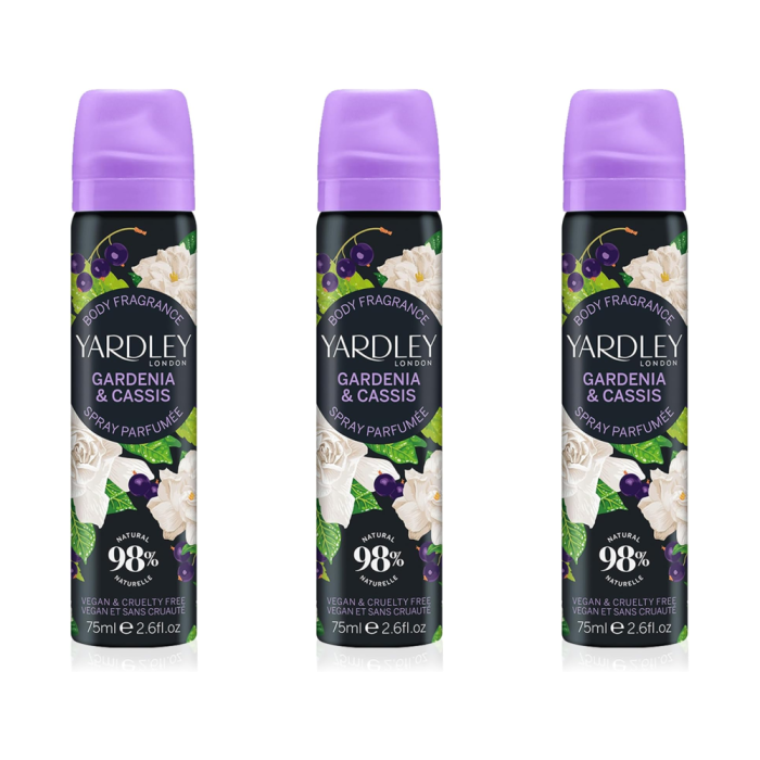 Yardley London Gardenia & Cassis Body Spray 75ml - Pack of 3