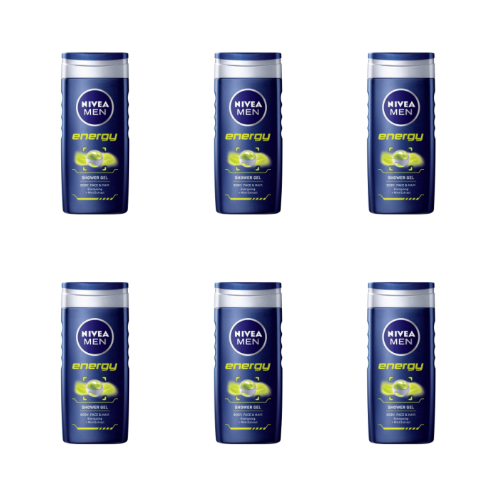 Nivea For Men Energy Shower Gel 250ml - Pack of 6