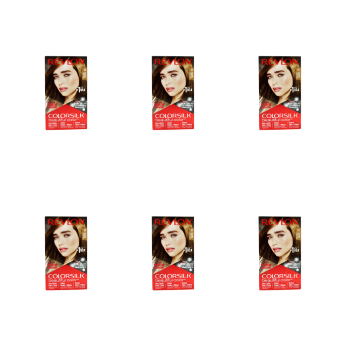 Revlon ColorSilk 51 Light Brown Permanent Ammonia Free Hair Dye - Pack of 6