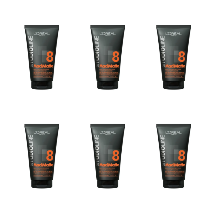 L'Oreal Paris Studio Line Mad Matte Shine Free Hold Fiber Cream 150ml  - Pack of 6