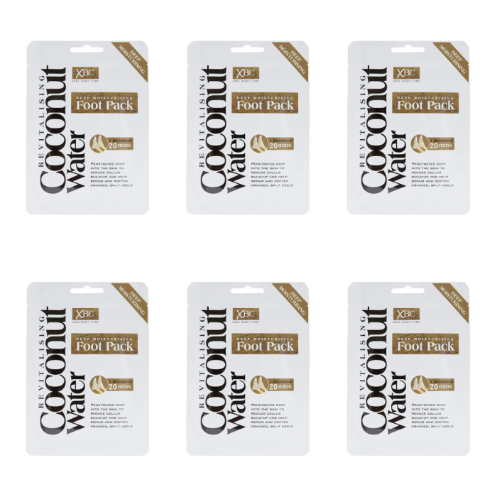 Xpel Body Care Coconut Water Deep Moisturizing Foot Pack 1 Treatment - Pack of 6