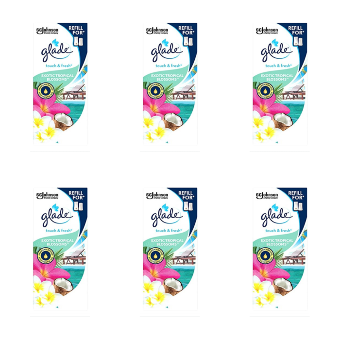 Glade Touch & Fresh Tropical Blossoms Air Freshener Refill 10ml - Pack of 6