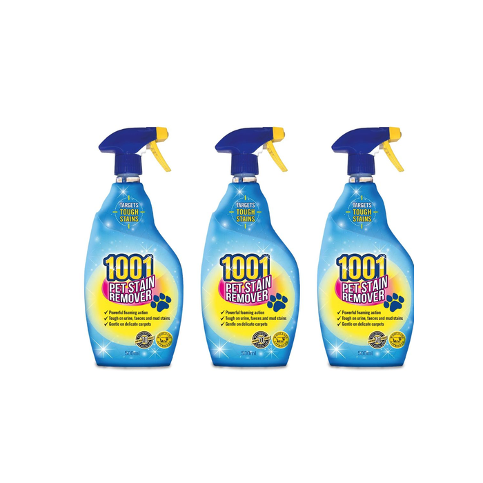 1001 Pet Stain Remover Carpet and Upholstery Cleaner 500ml - Pack of 3