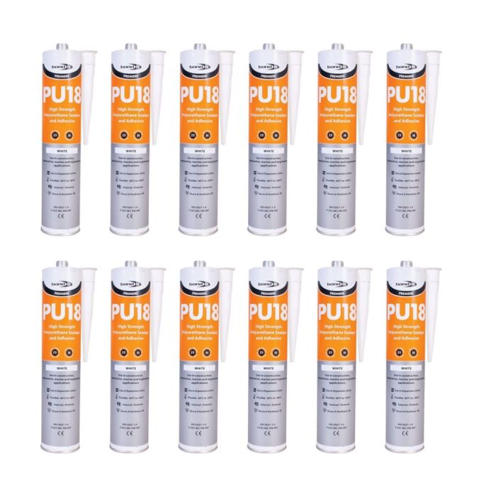 Bond It PU18 High Strength Polyurethane Adhesive & Sealant White - Pack of 12