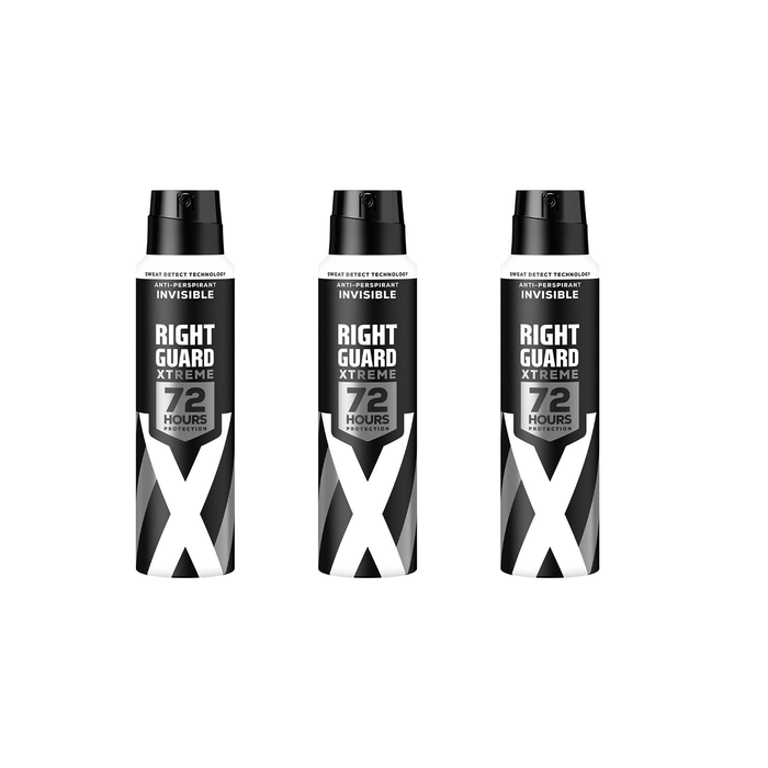 Right Guard Xtreme Invisible Deodorant For Men 150ml - Pack of 3