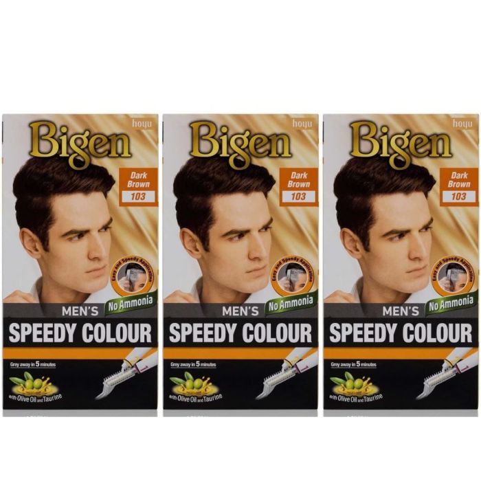 Bigens Mens Speedy Dark Brown Hair Colour 103 - Pack of 3
