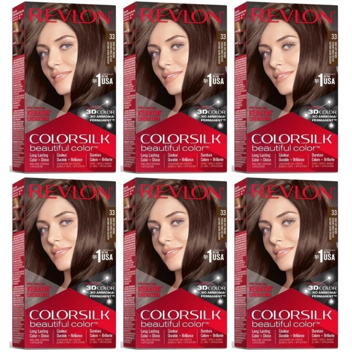 Revlon Colorsilk Hair Dye Permanent Dark Soft Brown 33 - Pack of 6
