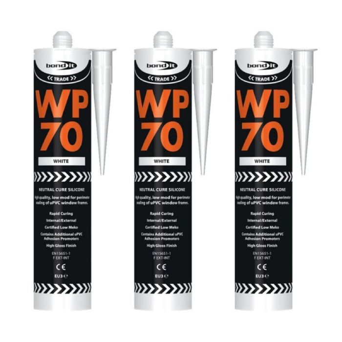 Bond It WP70 Neutral Core Silicone Sealant Durable Sealing  White 310ml - Pack of 3