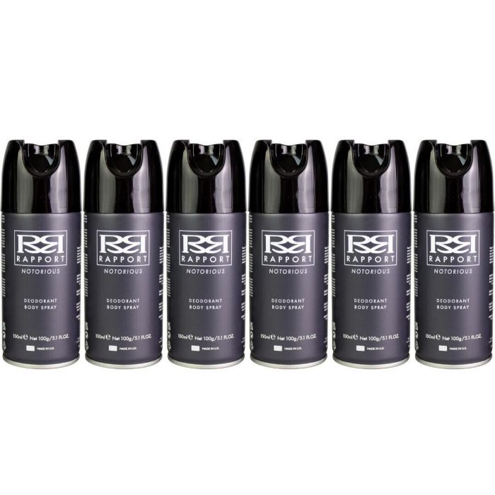Rapport Notorious Deodorant Body Spray 150ml - Pack of 6