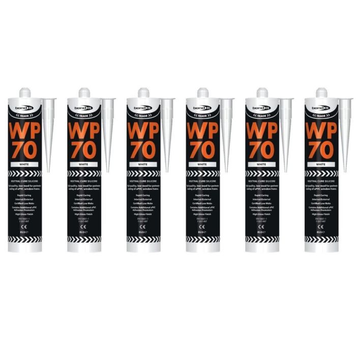 Bond It WP70 Neutral Core Silicone Sealant Durable Sealing  White 310ml - Pack of 6