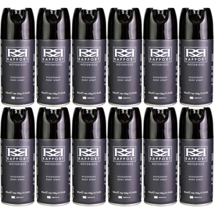 Rapport Notorious Deodorant Body Spray 150ml - Pack of 12