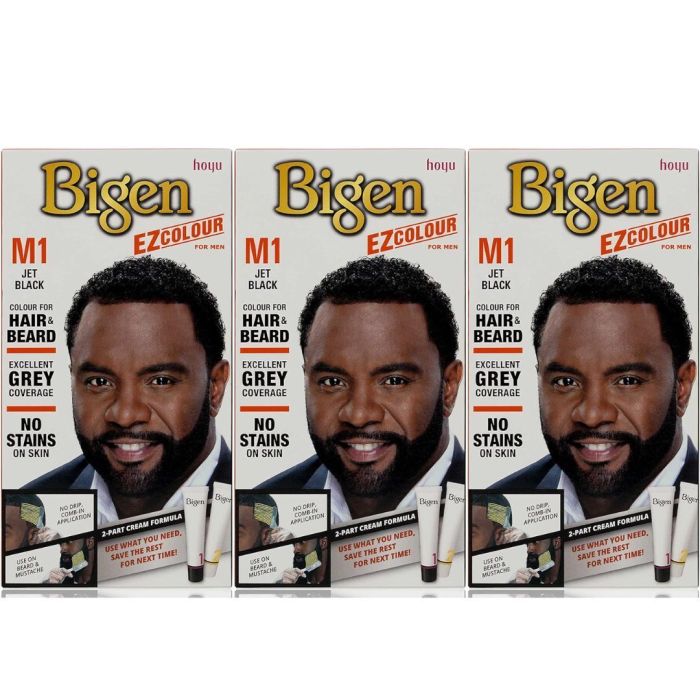 Bigen Men's EZ Colour For Beard & Hair Jet Black M1 - Pack of 3
