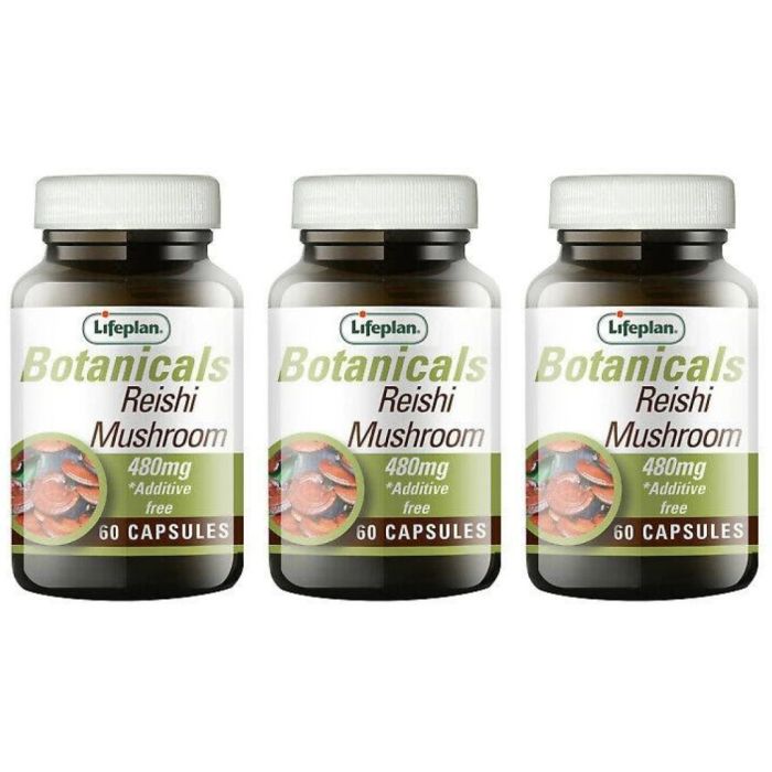 Lifeplan Botanicals Reishi Mushroom 480mg Additive Free 60 Capsules - Pack of 3