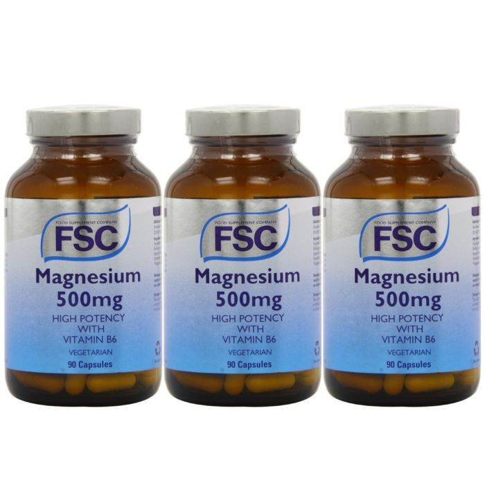 FSC Magnesium 500mg 90 Capsules - Pack of 3