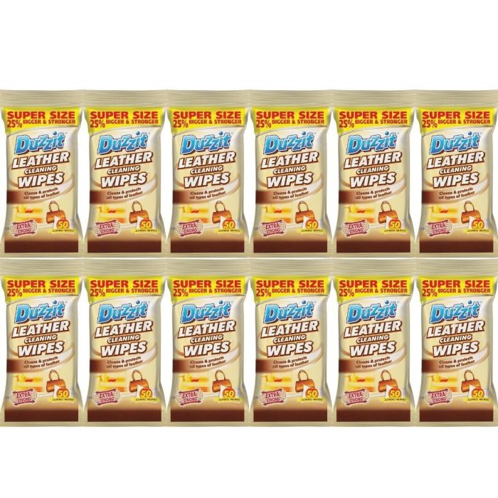 Duzzit Leather Cleaning Wipes Clean & Protect 50 Wipes - Pack of 12