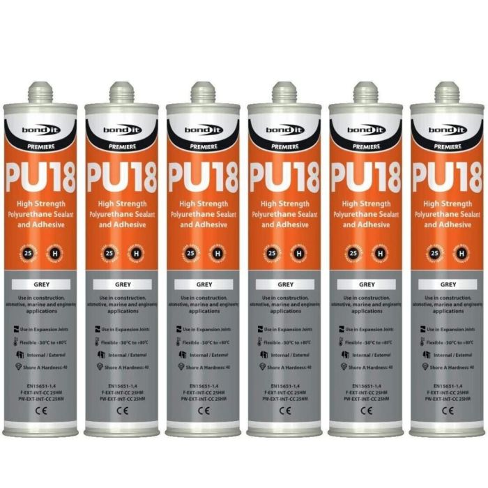 Bond It PU18 High Strength Polyurethane Grey Sealant 310ml - Pack of 6