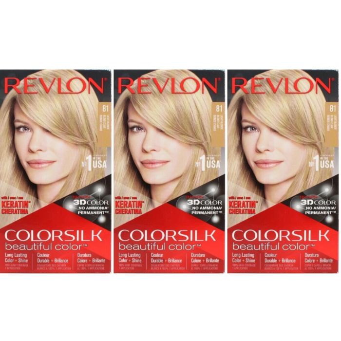 Revlon Colorsilk Hair Dye Permanent Light Blonde 81 - Pack of 3
