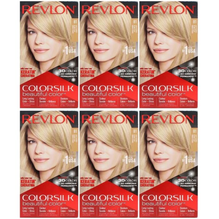 Revlon Colorsilk Hair Dye Permanent Light Blonde 81 - Pack of 6