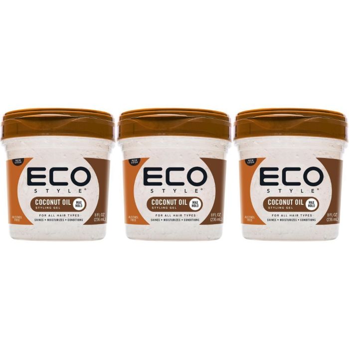 Eco Style Hair Gel Coconut Oil Max Hold 236ml - Pack of 3