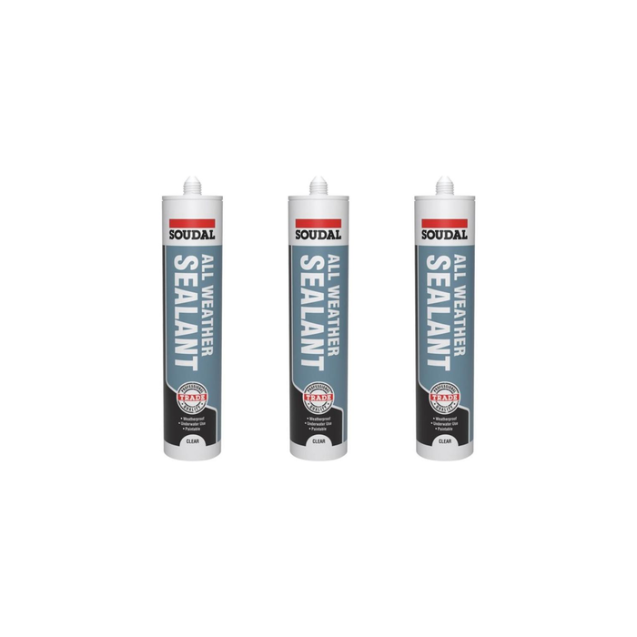 Soudal All Weather Sealant Clear 290ml - Pack of 3