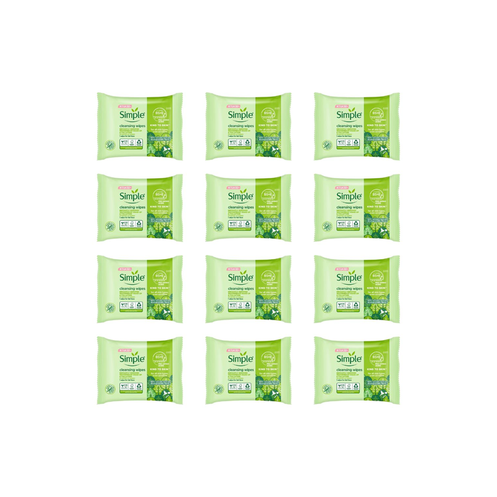 Simple Biodegradable Cleansing Face Wipes 25 Wipes - Pack of 12