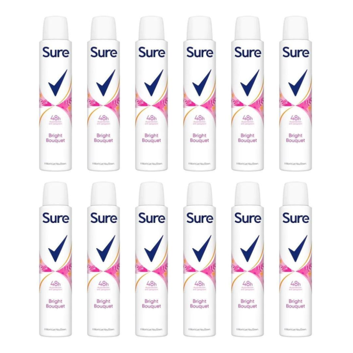 Sure Bright Bouquet Antiperspirant Deodorant for Women 200ml - Pack of 12