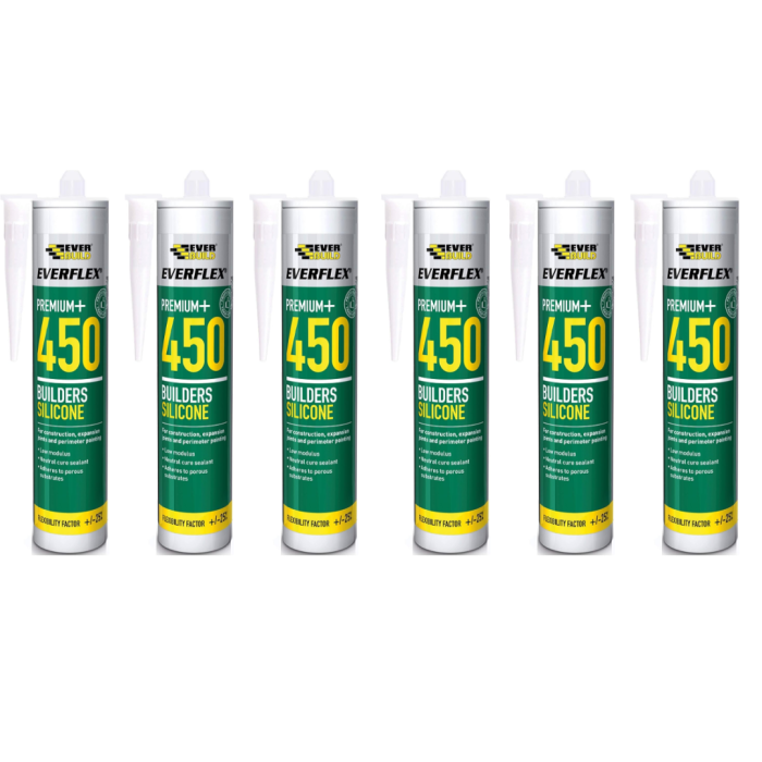 Everbuild Everflex Premium+ Builders Silicone Sealant Black 300ml - Pack of 6