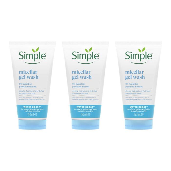 Simple Water Boost Micellar Gel Facial Wash 150 ML - Pack of 3