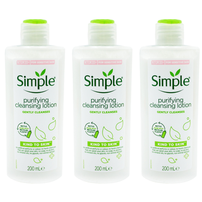 Simple Kind To Skin Purifying Cleansing Lotion 200 ML - Pack of 3