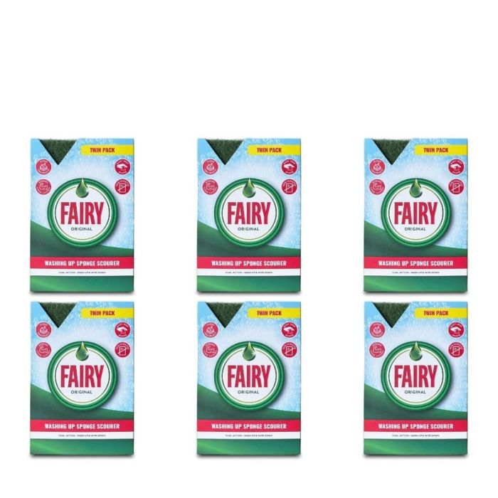Fairy Original Non Scratch Dual Sponge Scourer 2 Pieces - Pack of 6