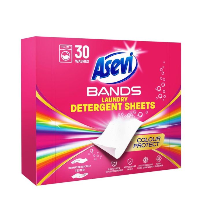 Asevi Bands Colour Protect Laundry Detergent Sheets 30 Count - Pack of 1 