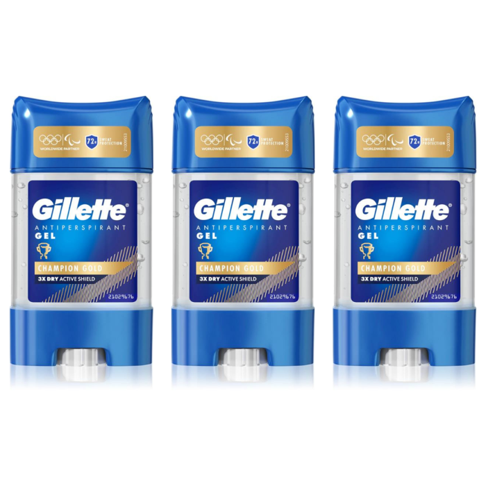 Gillette Champion Gold Men Antiperspirant Gel 70ml - Pack of 3