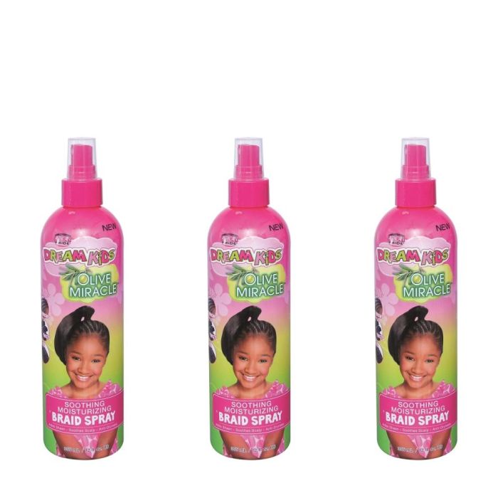 African Pride Dream Kids Soothing Braid Spray 12oz - Pack of 3