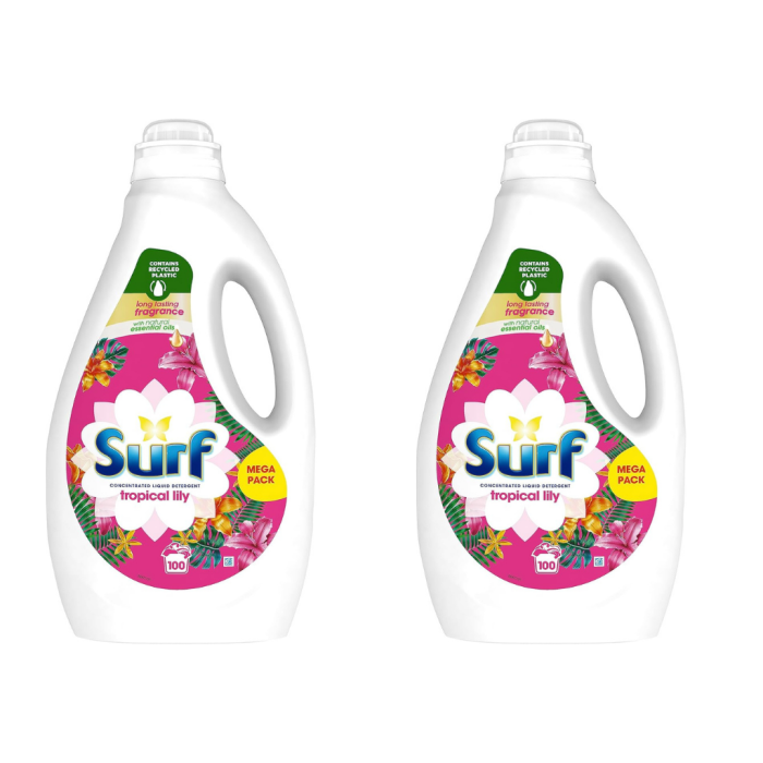 Surf Tropical Lily Concentrated Liquid Laundry Detergent 100 Washes - Pack of 2