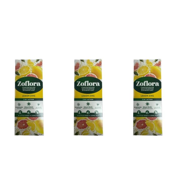 Zoflora Lemon Zing Concentrated Disinfectant 120ml - Pack of 3